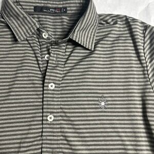 RLX Ralph Lauren Golf Polo Shirt Mens Medium Gray Striped Short Sleeve‎